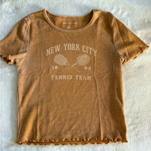 American Eagle Outfitters Brown Ribbed Tee